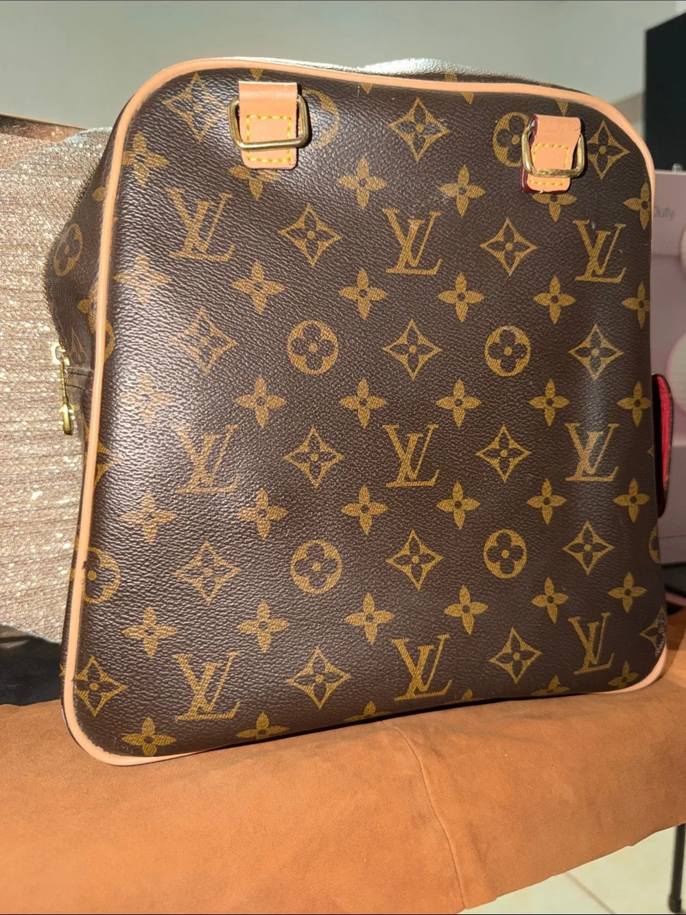 Louis Vuitton Brown Monogram Bag with Tan Trim - serial #M51161 needs TLC
